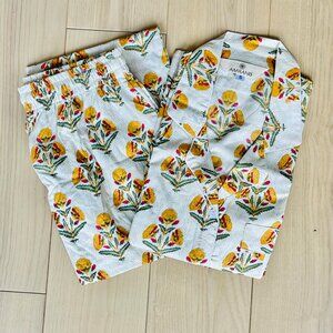 BRAND NEW Hand Block-Print Cotton sleepwear Long pajamas Bridesmaid Set Gifts